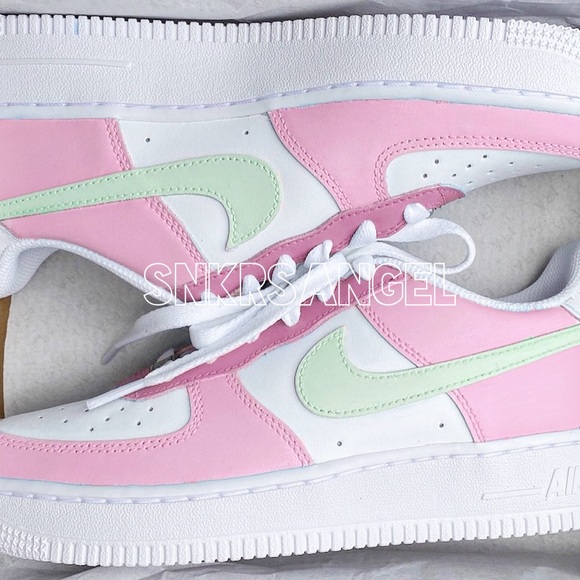 Nike custom air force 1 sneakers baby pink mint - Picture 1 of 1